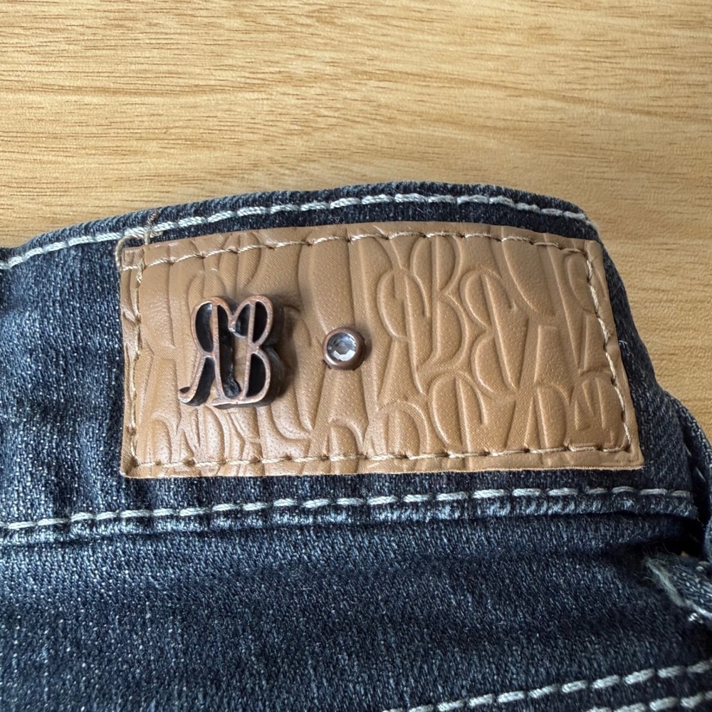 Y2K Western Low Rise Dark Wash Bootcut Jeans Women 7x33 Thick Stitch Embroidered - Picture 6 of 12